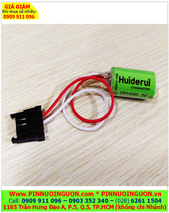 Pin Huiderui CR14250 (Zắc đen Mitsu) lithium 3v, Pin nuôi nguồn PLC Huiderui CR14250 lithium 3v 1/2AA 800mAh chính hãng 